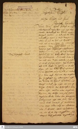 Brief von August Hermann Francke an [Eleonore Catharina v. Waldeck ?].