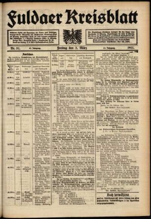 Zweite Ausgabe vom Freitag, den 03. März 1911.