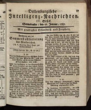 IV. Stück. Sonnabends: den 27. Januar, 1787.