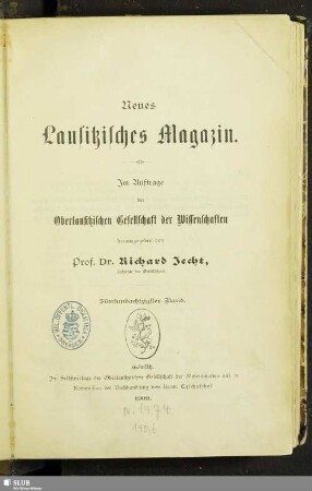 85.1909: Neues lausitzisches Magazin : Zeitschrift der Oberlausitzischen Gesellschaft der Wissenschaften