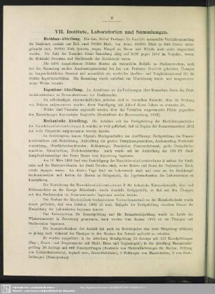 VII. Institute, Laboratorien und Sammlungen