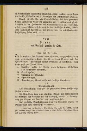 XXXI. Statut des Vorschuß-Vereins in Oels