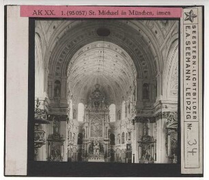 München, St. Michael : Innenansicht, Blick zum Hochaltar (nach N)