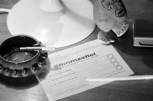 Stimmzettel für die Oberbürgermeisterwahl am 12. April 1970
