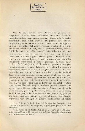 Untersuchungen auf dem Gebiet der alten Länder- und Völkerkunde, 1. De Hannonis Carthaginiensis periplo