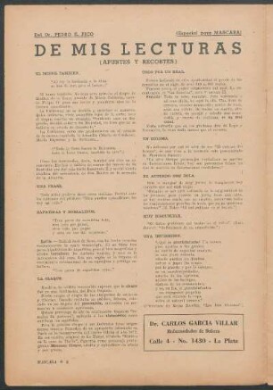 De mis lecturas : (Apuntes y recortes)