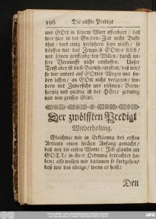 Der zwölfften Predigt Wiederholung.