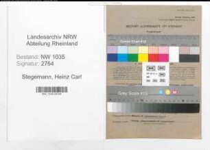 Entnazifizierung Heinz Carl Stegemann , geb. 07.08.1920 (Bergassessor)