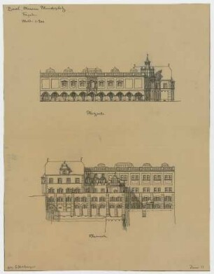 Fischer, Theodor; Basel (Schweiz); Kunstmuseum - Platzseite u. Rheinseite (Ansichten)