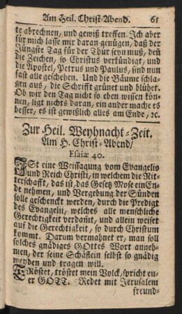 Zur Heil. Weyhnacht-Zeit