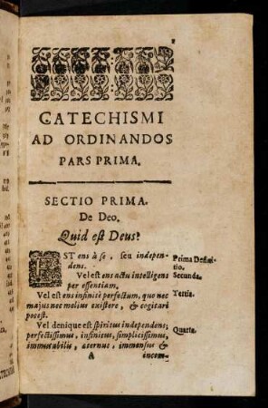 1-22, Sectio I. De Deo. - Sectio II. De Trinitate.