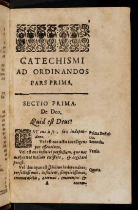 1-22, Sectio I. De Deo. - Sectio II. De Trinitate.