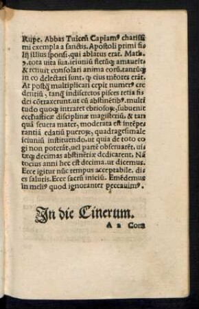 In die Cinerum.