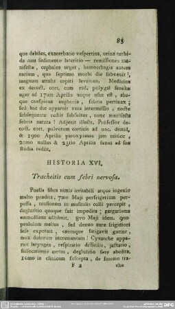 Historia XVI. Tracheitis cum febri nervosa