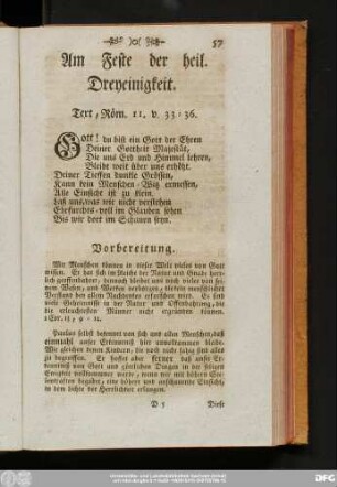 Am Feste der heil. Dreyeinigkeit.