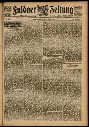 Zweite Ausgabe vom Samstag, den 30. April 1904.