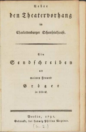 Ueber den Theatervorhang im Charlottenburger Schauspielhause