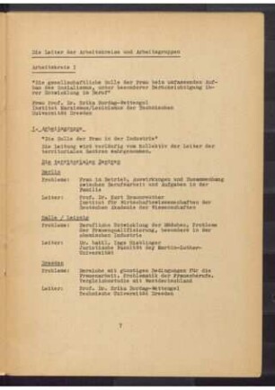 Die Leiter der Arbeitskreise, -gruppen und territorialen Zentren