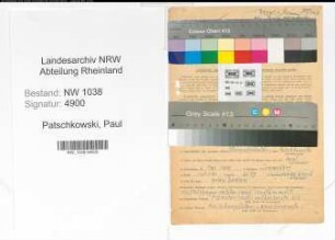 Entnazifizierung Paul Patschkowski , geb. 06.05.1895 (Postbeamter)