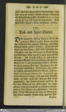 XIV. Fluß- und Fieber-Tinctur