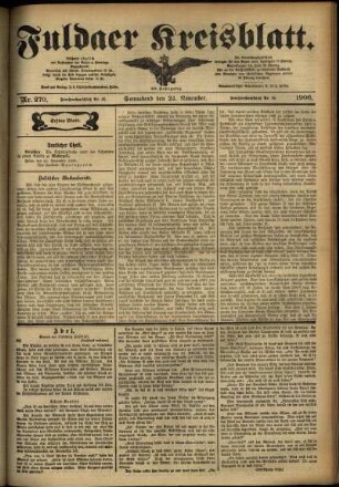 Erste Ausgabe vom Samstag, den 24. November 1906.