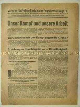 Flugblatt mit Aufruf zum Kirchenaustritt