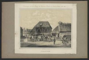 Ansicht vom Stabsquartier Torsbüll, Lithographie, 1850 : Stabsquartier Torsbüll / N. d. Nat. gez. v. O. v. Brück. Lith. v. C. W. Arldt. - Dresden : Adler und Dietze , [1850]. - 1 Kunstbl. : zweifarb. Lithogr. ; 28 x 21 cm +++ (Erinnerungen an Schleswig / O. v. Brück)