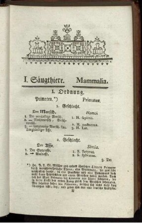 I. Ordnung. Primaten.