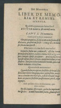 Liber De Memoria Et Reminiscentia.