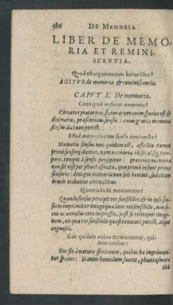 Liber De Memoria Et Reminiscentia.