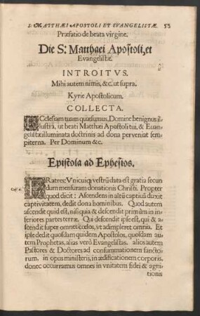 Die S: Matthaei Apostoli, et Evangelistae.