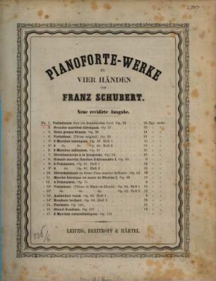 Pianoforte-Werke : zu 4 Hdn.. 1,1, Variationen über ein französisches Lied : op. 10