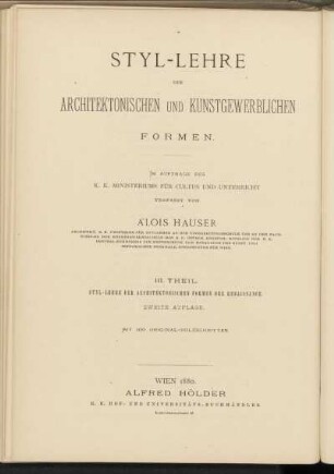 Bd. 3: Styl-Lehre der architektonischen Formen der Renaissance