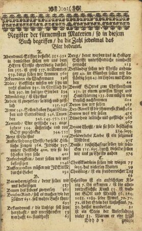 Register der fürnemsten Materien / so in diesem Buch begriffen / ...