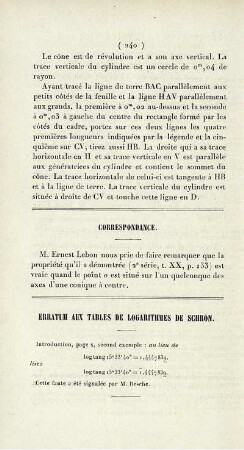 Erratum aux tables de logarithmes de Schrön.