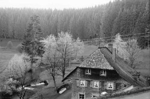 Schwärzenbach: Mühle am Schwärzenbach im Raureif