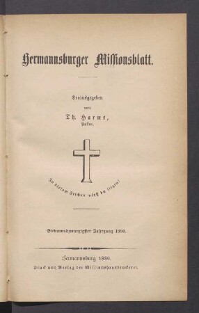 27.1880: Hermannsburger Missionsblatt