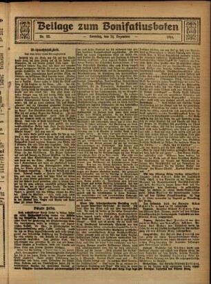 Zweite Ausgabe vom Sonntag, den 24. Dezember 1916.