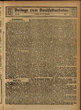 Zweite Ausgabe vom Sonntag, den 24. Dezember 1916.