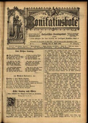 Erste Ausgabe vom Sonntag, den 19. April 1903.