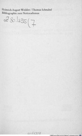 Bibliographie zum Nationalismus