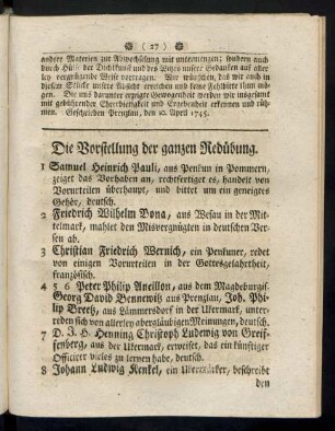 Die Vorstellung der ganzen Redübung