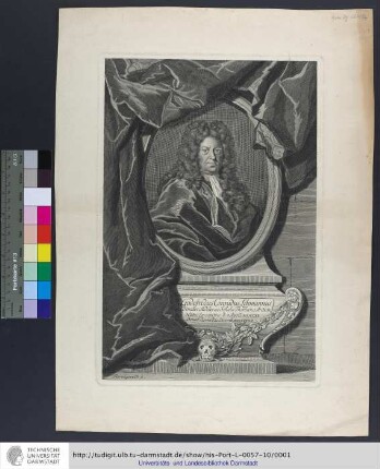 Godofredus Conradus Lehmannus Senator Ædilis ac Scholæ Thomanæ Antistes : Natus Leucopetræ d. 2 April. MDCLXI. Denat. Lipsiæ d. 22 Decemb. MDCCXXVIII.