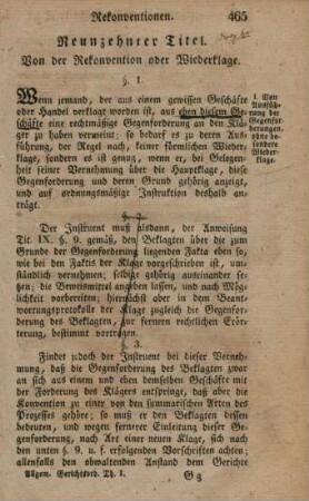 Von der Rekonvention oder Wiederklage.