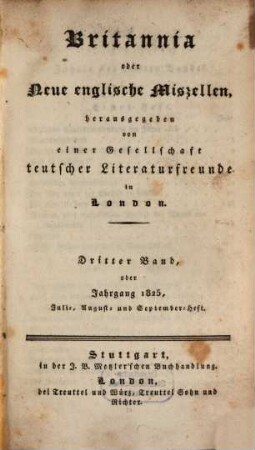 Britannia oder Neue englische Miszellen. 1825,3/4