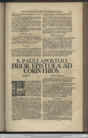 S. Pauli Apostoli Prior Epistola Ad Corinthios