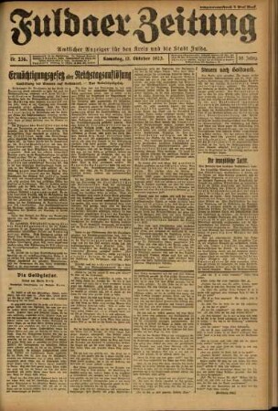 Ausgabe vom Samstag, den 13. Oktober 1923.