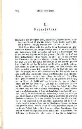612-613 [Rezension] Ehrlich, Arnold Bogumil, Ezechiel und die kleinen Propheten