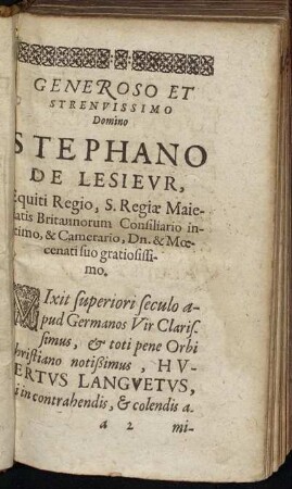 Generoso ... Domino Stephano De Lesieur ...