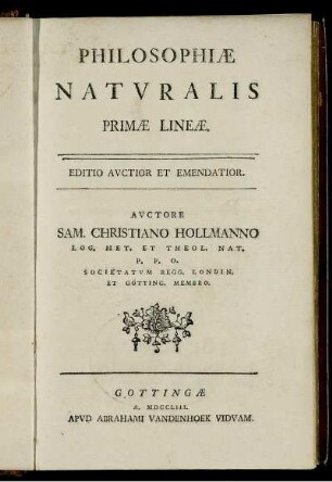 Philosophiæ Naturalis Primæ Lineæ